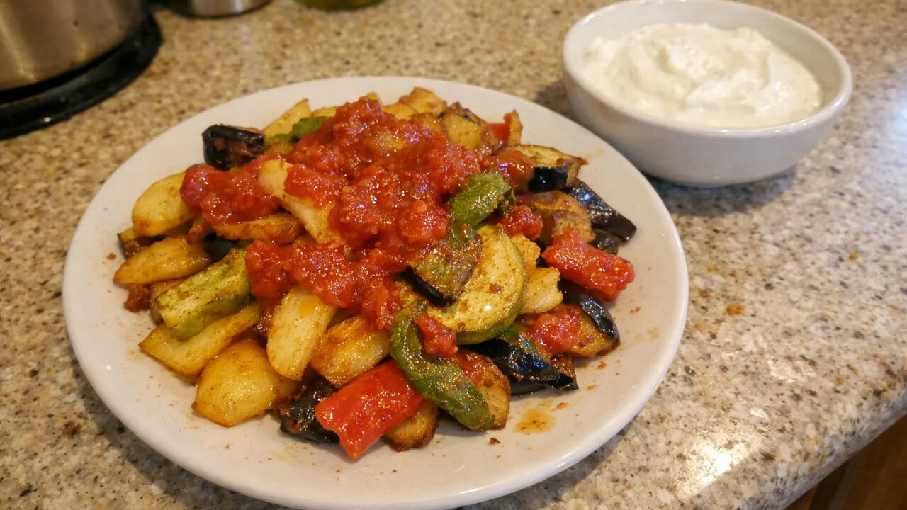 Sarımsaqlı Pomidor Souslu Qarışıq Qızartma: Tərəvəzləri təktək qızartmağın sirri