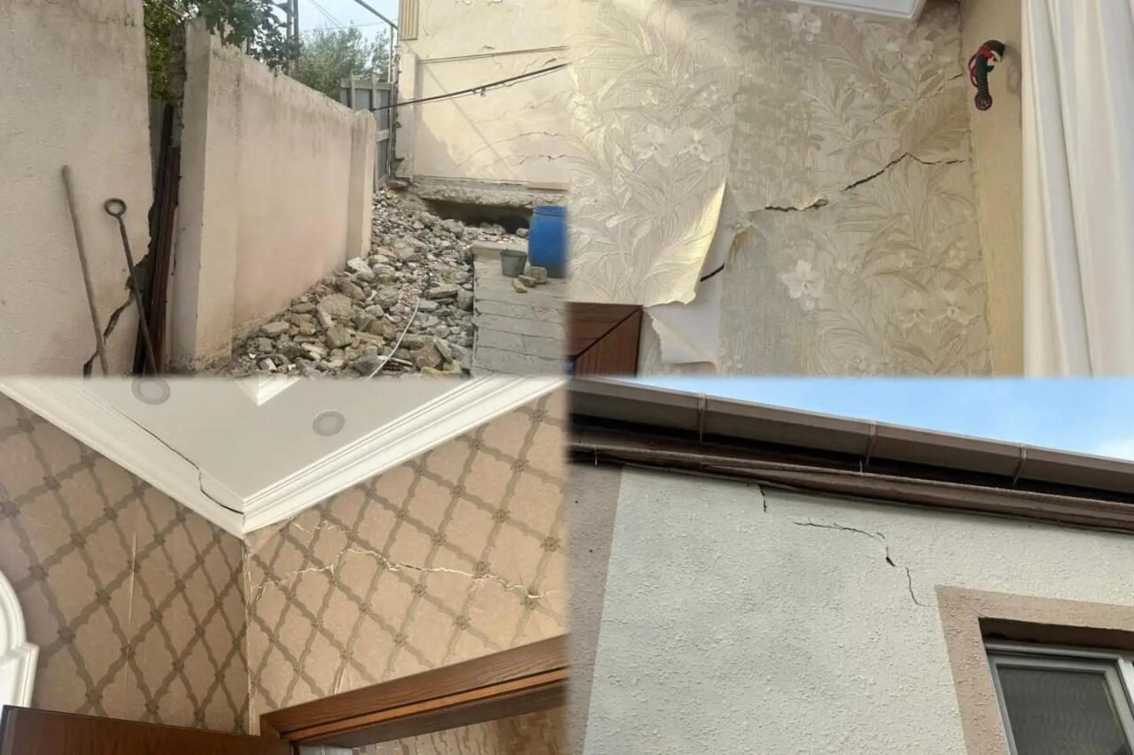 Bakıda sürüşmə zonasında yerləşən ev qəzalı vəziyyətə düşdü