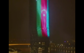 Belqradın ən h&uuml;nd&uuml;r binasında Azərbaycan  bayrağı əks olundu 