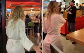 Məşhur müğənni hamam xalatında restorana girdi 