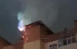 Hövsanda bina yandı 