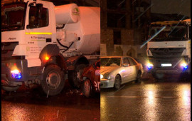 “Prius” betonqarışdıran avtomobilə çırpıldı: