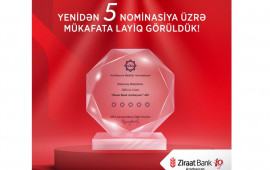 Ziraat Bank Azərbaycan ABA tərəfindən yenidən 5 nominasiya üzrə mükafatlandırılıb