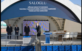 Prezident Ağdam Sənaye Parkında &ldquo;Saloğlu Qarabağ&rdquo; MMCnin istehsal m&uuml;əssisəsinin təməlini qoyub  FOTO